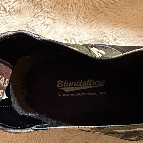 Blundstone Dark Brown Leather & Camouflage Men's Boots size 12 - Picture 6 of 8
